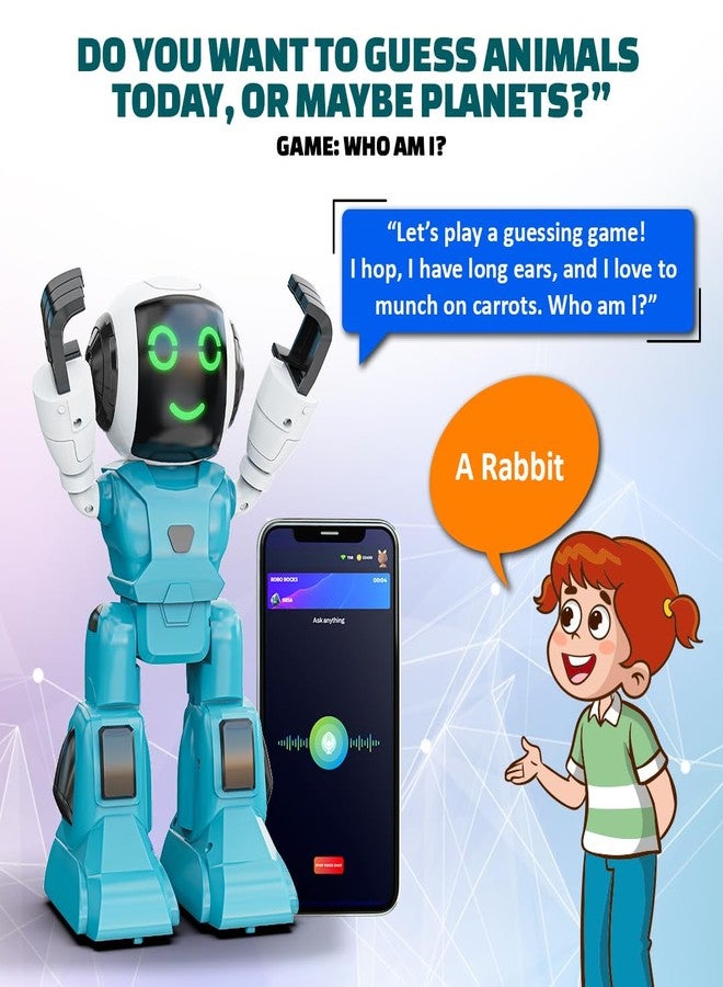Mirana Moonwalker | Smart Interactive Chat-GPT AI Robot Toy for Kids | USB Rechargeable Type-C | AR Games & in-Built Bluetooth Speaker | Remote & App Controlled | for Boys & Girls 2+ Years (Sky Blue) - Image 4
